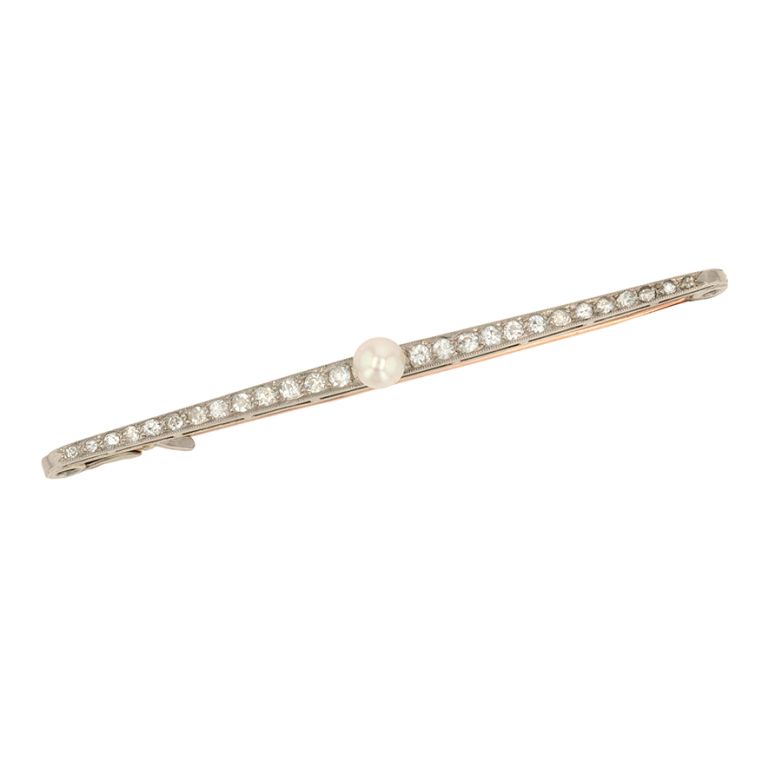 Broche perle et diamants 0.42 carat 2 ors 4.96g Comme neuf -  reconditionné disponible sur Gemme Les Bijoux